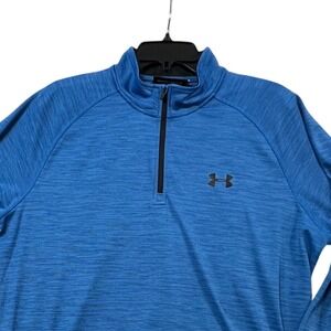 Under Armour Men's Blue Quarter Zip Long Sleeve Athletic Shirt Size XL J5